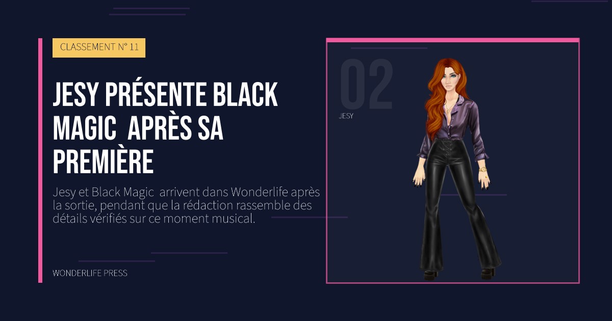 Wonderlife Press: Jesy présente Black Magic  après sa première. portrait des artistes. CLASSEMENT N° 11.