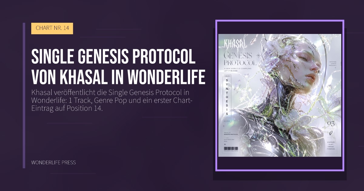 Wonderlife Press: Single Genesis Protocol von Khasal in Wonderlife. Veröffentlichungscover. CHART NR. 14.