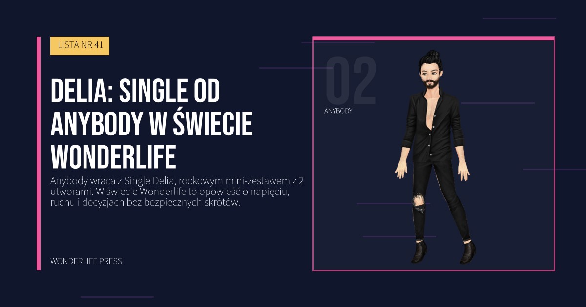 Wonderlife Press: Delia: Single od Anybody w świecie Wonderlife. portret artystów. LISTA NR 41.