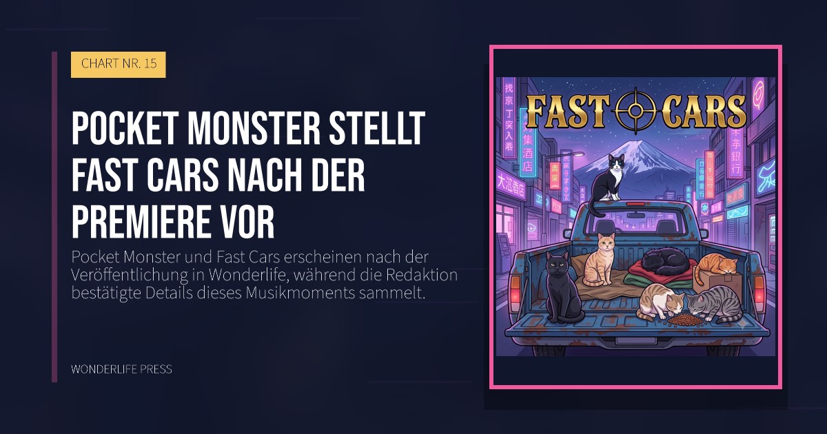 Wonderlife Press: Pocket Monster stellt Fast Cars nach der Premiere vor. Veröffentlichungscover. CHART NR. 15.