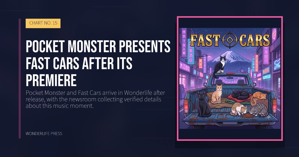 Wonderlife Press: Pocket Monster presents Fast Cars after its premiere. release artwork. CHART NO. 15.