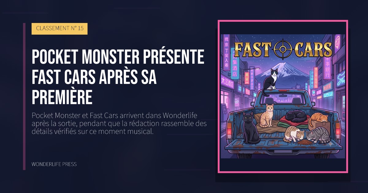 Wonderlife Press: Pocket Monster présente Fast Cars après sa première. pochette de la sortie. CLASSEMENT N° 15.