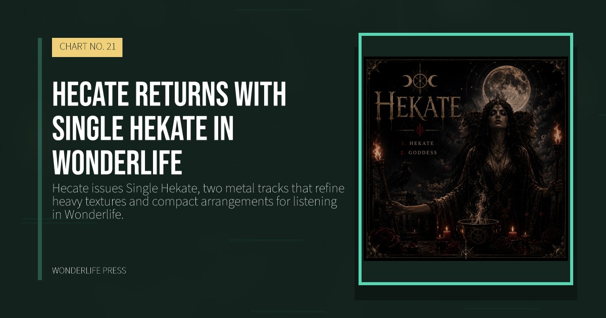 Wonderlife Press: Hecate returns with single Hekate in Wonderlife. release artwork. CHART NO. 21.