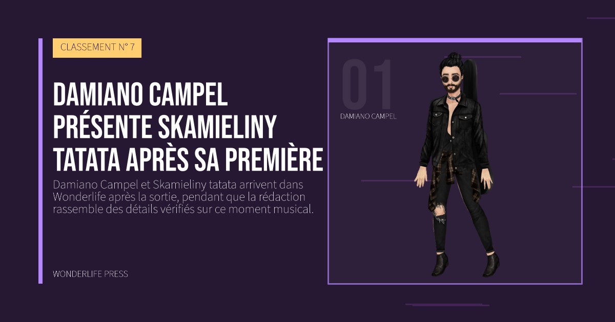 Wonderlife Press: Damiano Campel présente Skamieliny tatata après sa première. portrait des artistes. CLASSEMENT N° 7.