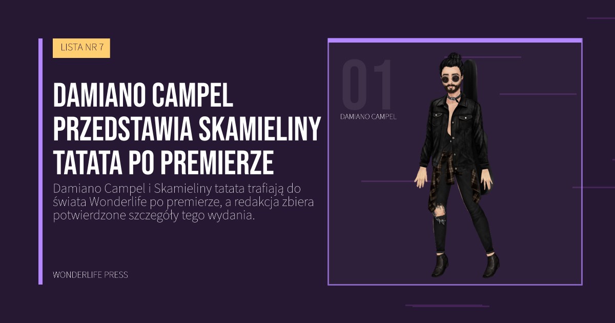 Wonderlife Press: Damiano Campel przedstawia Skamieliny tatata po premierze. portret artystów. LISTA NR 7.
