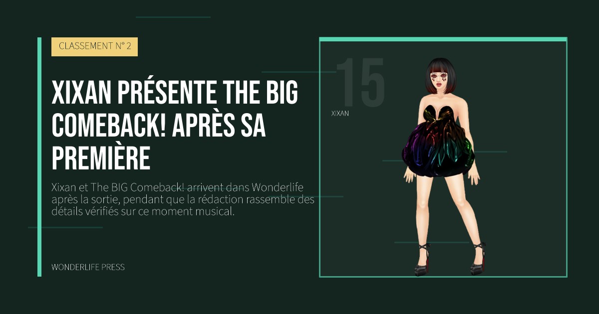 Wonderlife Press: Xixan présente The BIG Comeback! après sa première. portrait des artistes. CLASSEMENT N° 2.