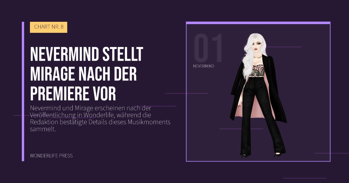 Wonderlife Press: Nevermind stellt Mirage nach der Premiere vor. Künstlerporträt. CHART NR. 8.