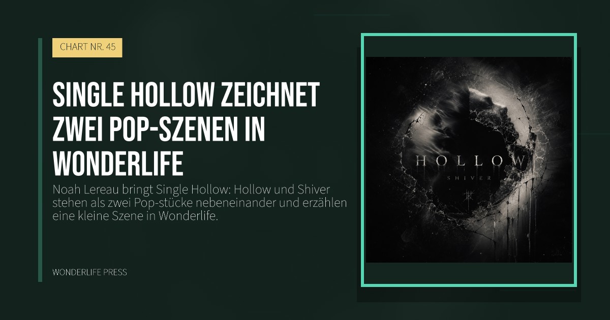 Wonderlife Press: Single Hollow zeichnet zwei pop-szenen in Wonderlife. Veröffentlichungscover. CHART NR. 45.
