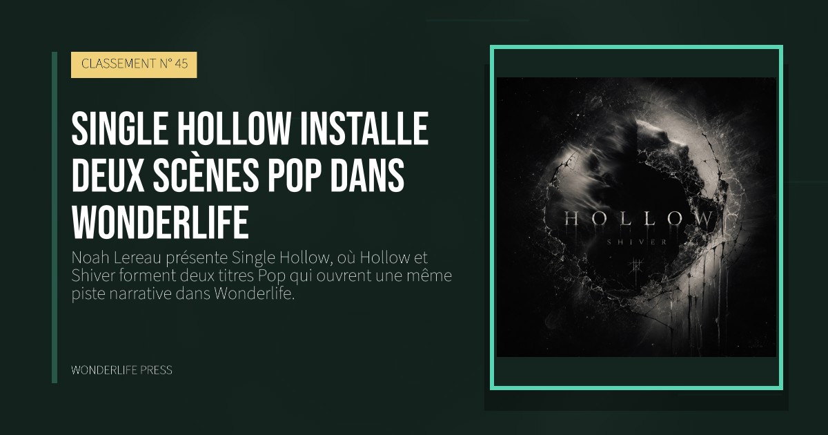 Wonderlife Press: Single Hollow installe deux scènes pop dans Wonderlife. pochette de la sortie. CLASSEMENT N° 45.