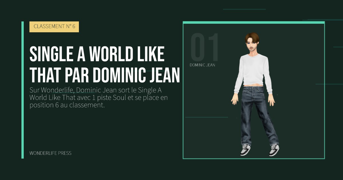 Wonderlife Press: Single A World Like That par Dominic Jean. portrait des artistes. CLASSEMENT N° 6.