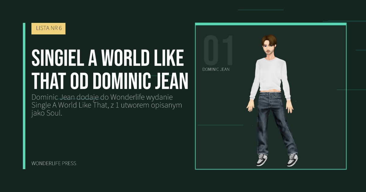 Wonderlife Press: Singiel A World Like That od Dominic Jean. portret artystów. LISTA NR 6.