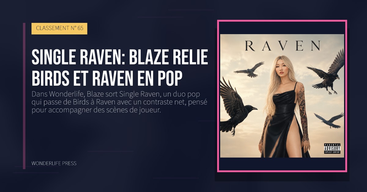 Wonderlife Press: Single Raven: Blaze relie Birds et Raven en Pop. pochette de la sortie. CLASSEMENT N° 65.