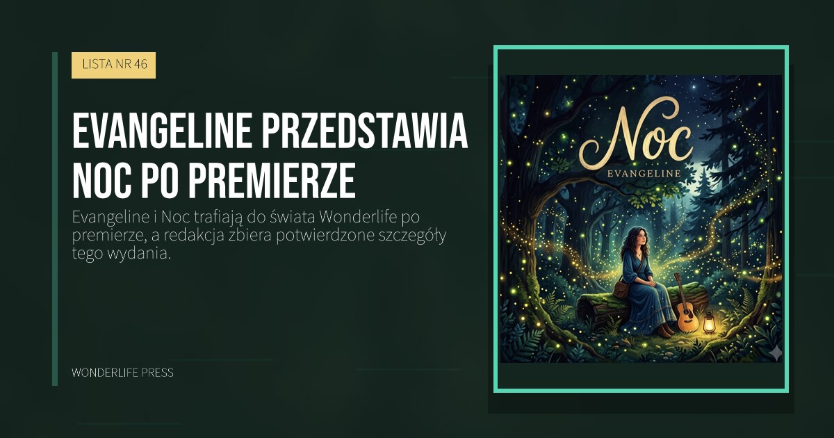 Wonderlife Press: Evangeline przedstawia Noc po premierze. okładka wydawnictwa. LISTA NR 46.