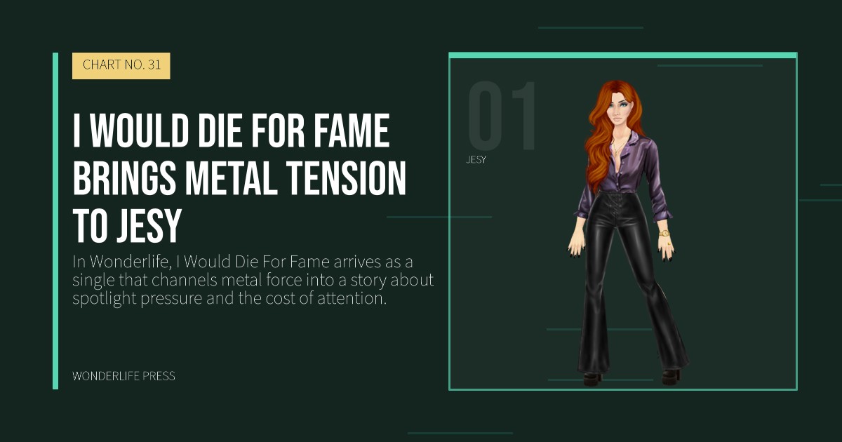 Wonderlife Press: I Would Die For Fame brings metal tension to Jesy. artist portrait. CHART NO. 31.