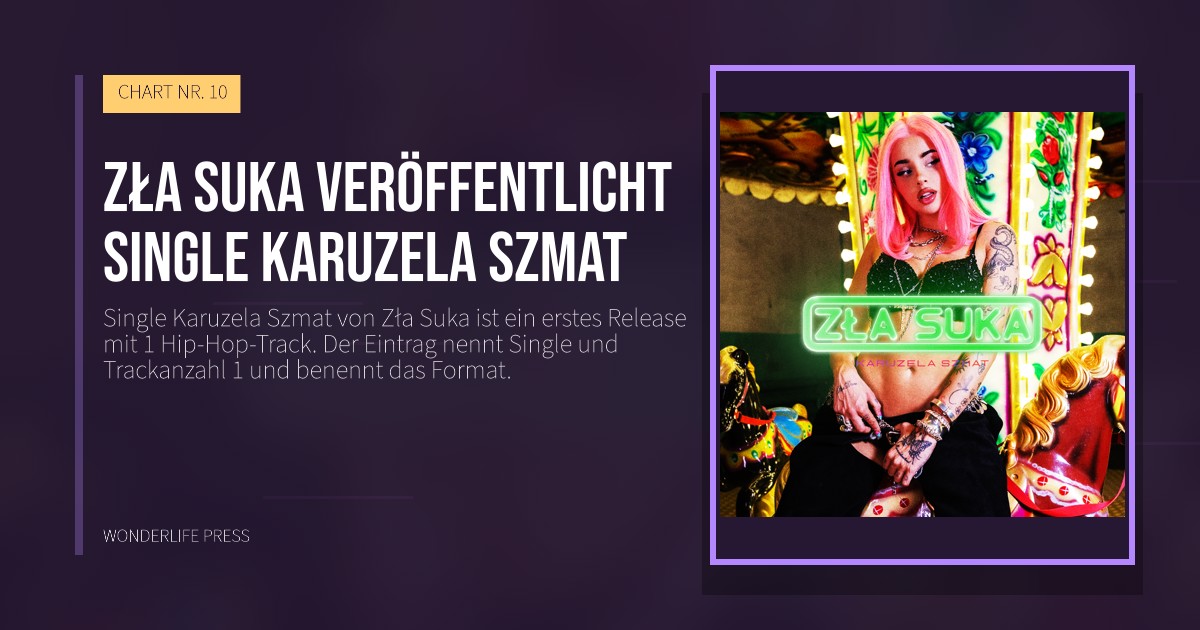 Wonderlife Press: Zła Suka veröffentlicht Single Karuzela Szmat. Veröffentlichungscover. CHART NR. 10.