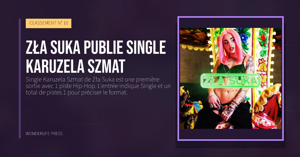 Wonderlife Press: Zła Suka publie Single Karuzela Szmat. pochette de la sortie. CLASSEMENT N° 10.