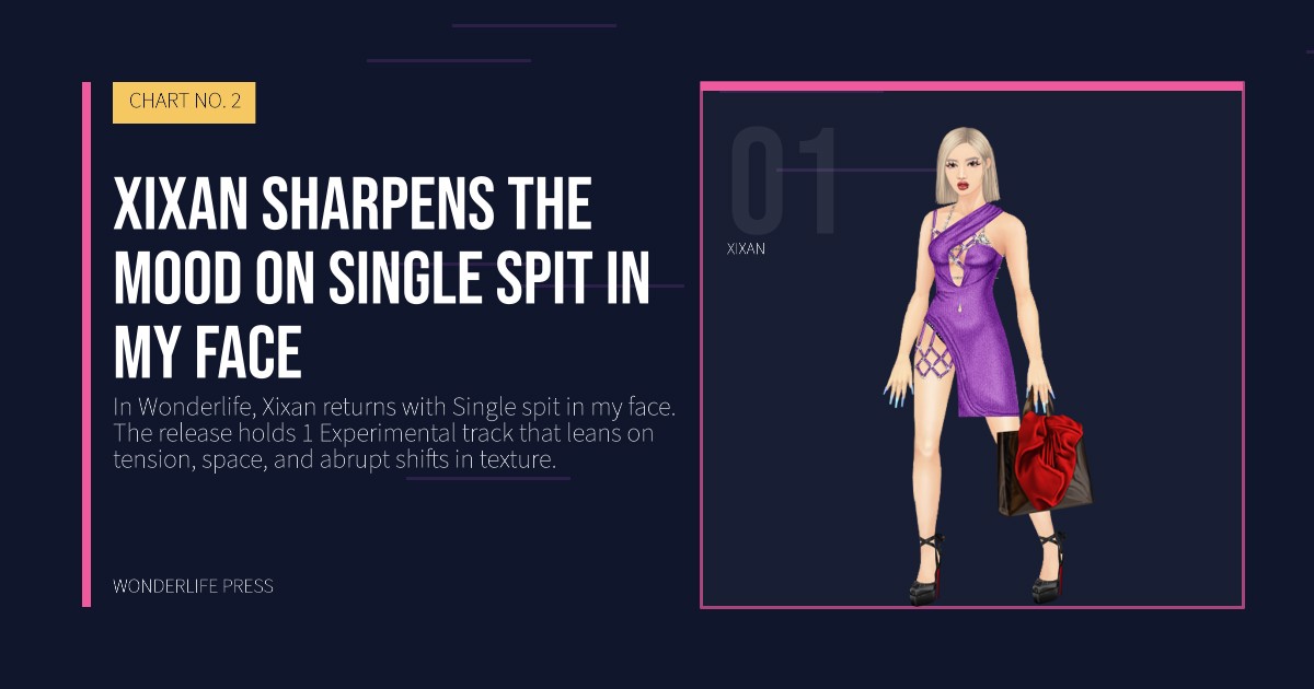 Wonderlife Press: Xixan sharpens the mood on Single spit in my face. artist portrait. CHART NO. 2.