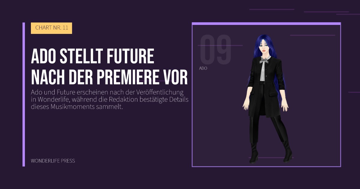 Wonderlife Press: Ado stellt Future nach der Premiere vor. Künstlerporträt. CHART NR. 11.
