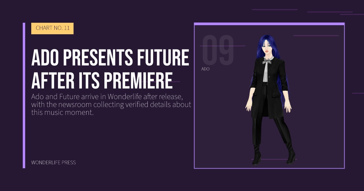 Wonderlife Press: Ado presents Future after its premiere. artist portrait. CHART NO. 11.