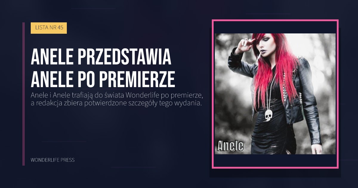 Wonderlife Press: Anele przedstawia Anele po premierze. okładka wydawnictwa. LISTA NR 45.