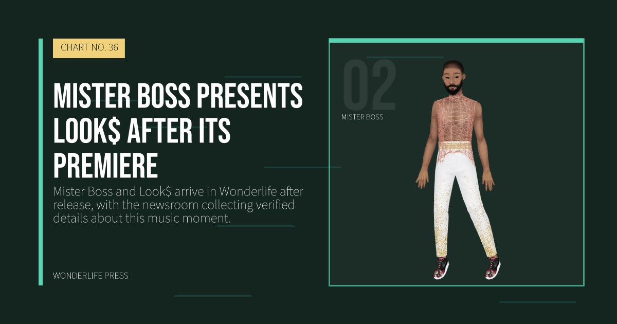Wonderlife Press: Mister Boss presents Look$ after its premiere. artist portrait. CHART NO. 36.