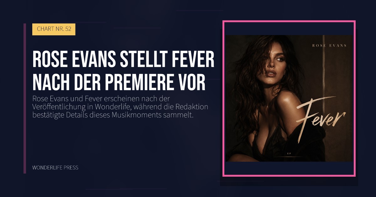 Wonderlife Press: Rose Evans stellt Fever nach der Premiere vor. Veröffentlichungscover. CHART NR. 52.