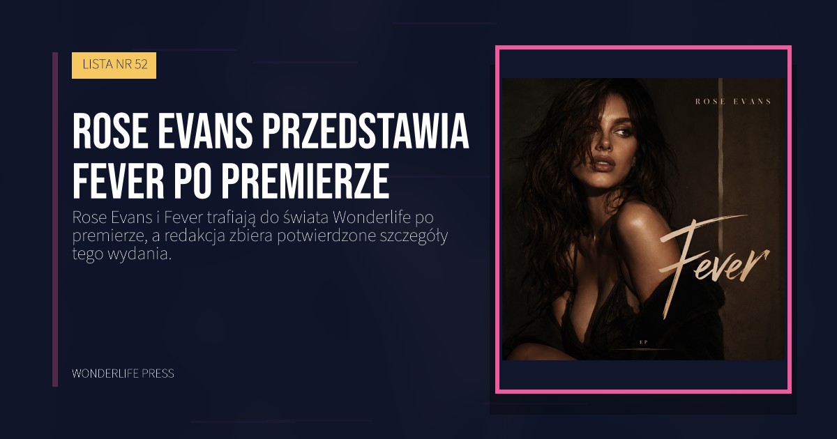 Wonderlife Press: Rose Evans przedstawia Fever po premierze. okładka wydawnictwa. LISTA NR 52.