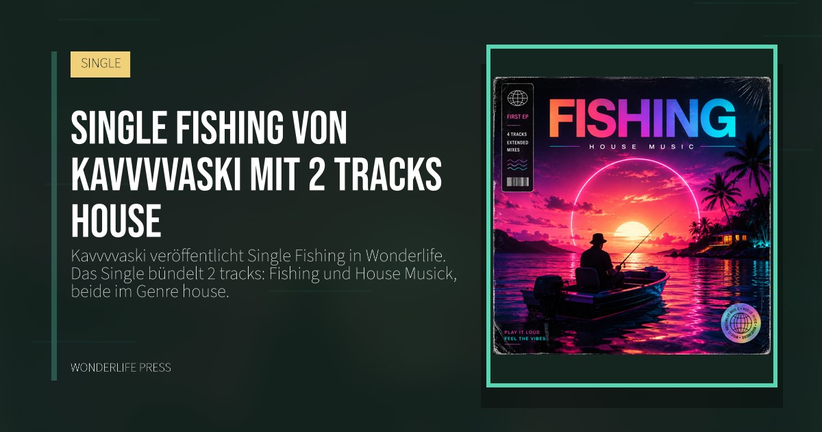 Wonderlife Press: Single Fishing von Kavvvvaski mit 2 tracks house. Veröffentlichungscover. SINGLE.