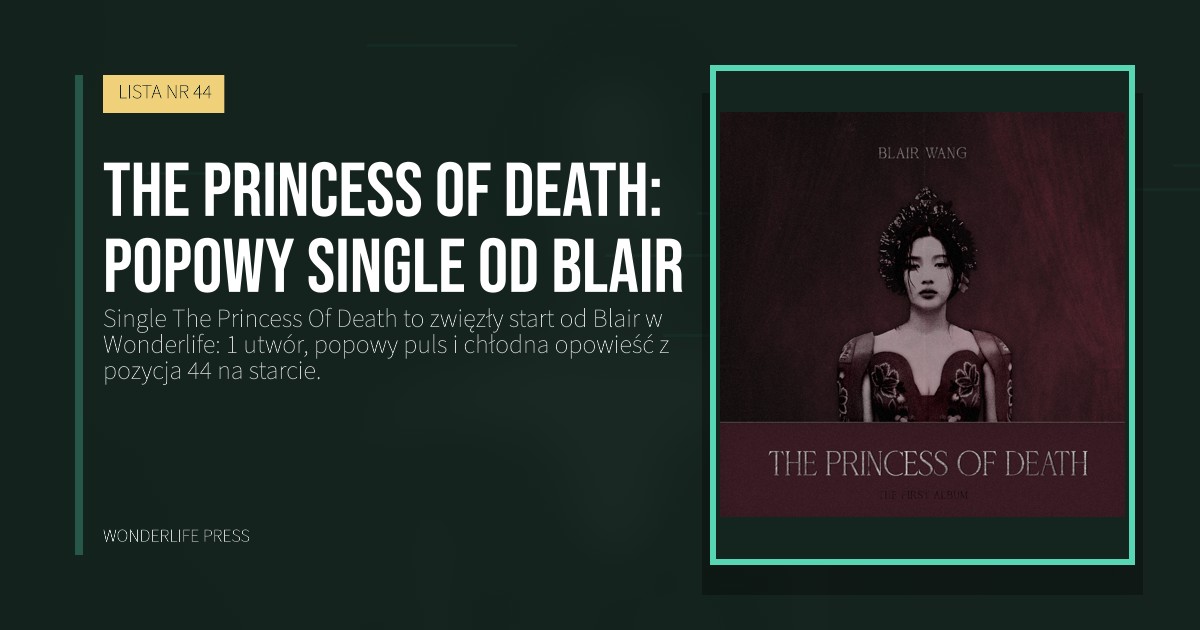 Wonderlife Press: The Princess Of Death: popowy single od Blair. okładka wydawnictwa. LISTA NR 44.