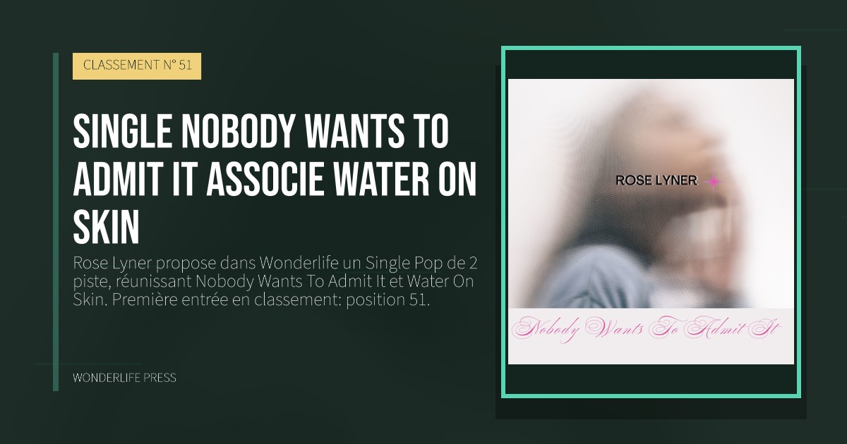 Wonderlife Press: Single Nobody Wants To Admit It associe Water On Skin. pochette de la sortie. CLASSEMENT N° 51.