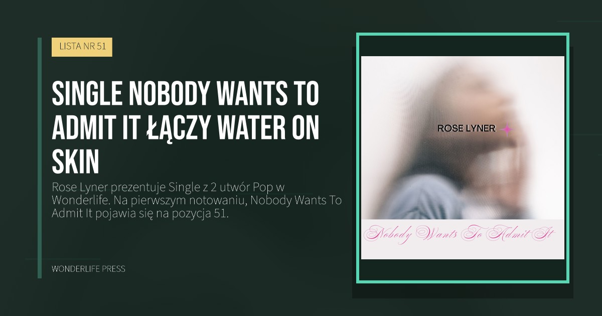 Wonderlife Press: Single Nobody Wants To Admit It łączy Water On Skin. okładka wydawnictwa. LISTA NR 51.