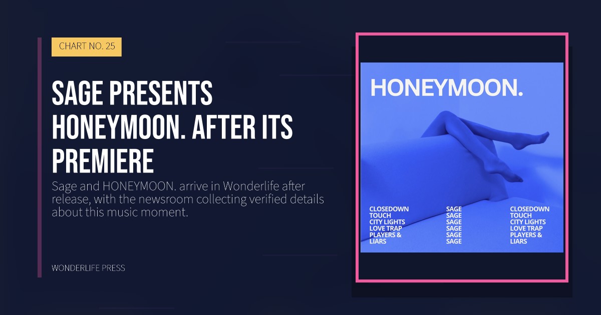 Wonderlife Press: Sage presents HONEYMOON. after its premiere. release artwork. CHART NO. 25.