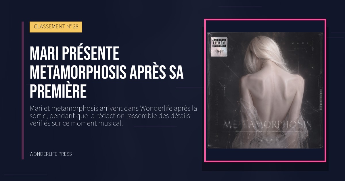 Wonderlife Press: Mari présente metamorphosis après sa première. pochette de la sortie. CLASSEMENT N° 28.