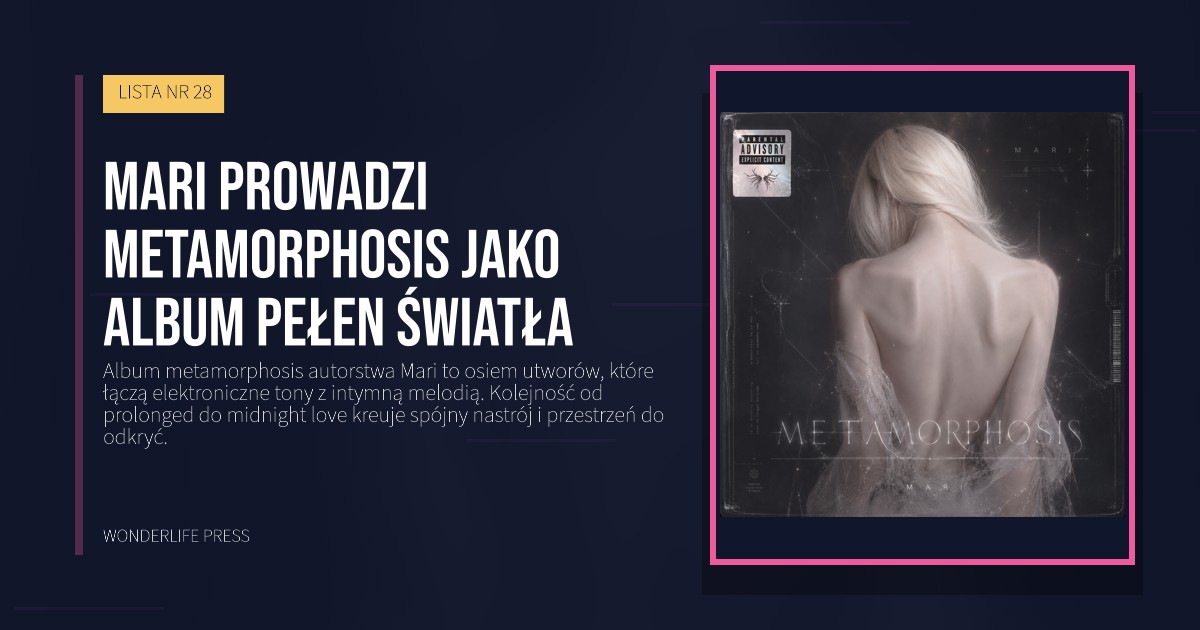 Wonderlife Press: Mari prowadzi metamorphosis jako Album pełen światła. okładka wydawnictwa. LISTA NR 28.
