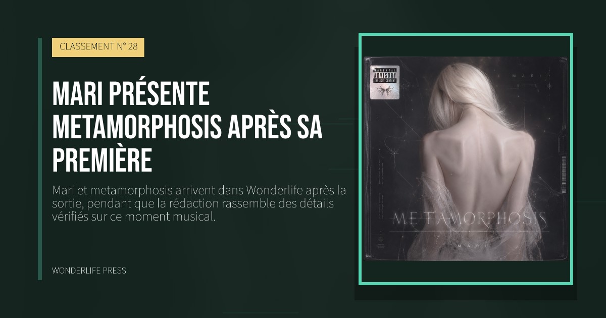 Wonderlife Press: Mari présente metamorphosis après sa première. pochette de la sortie. CLASSEMENT N° 28.