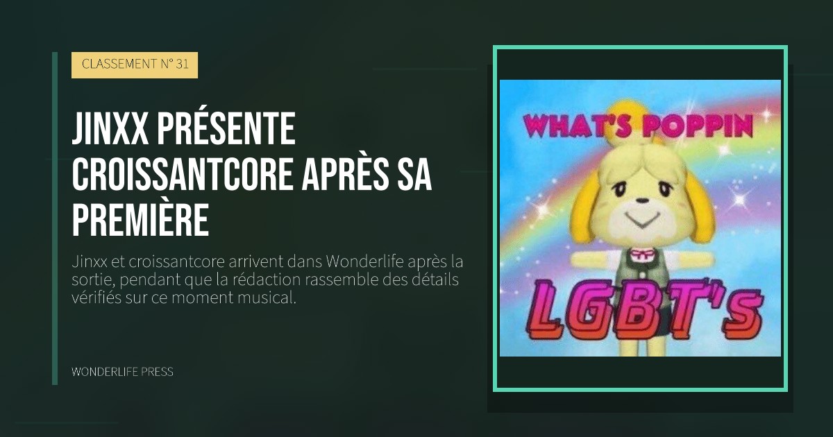 Wonderlife Press: Jinxx présente croissantcore après sa première. pochette de la sortie. CLASSEMENT N° 31.