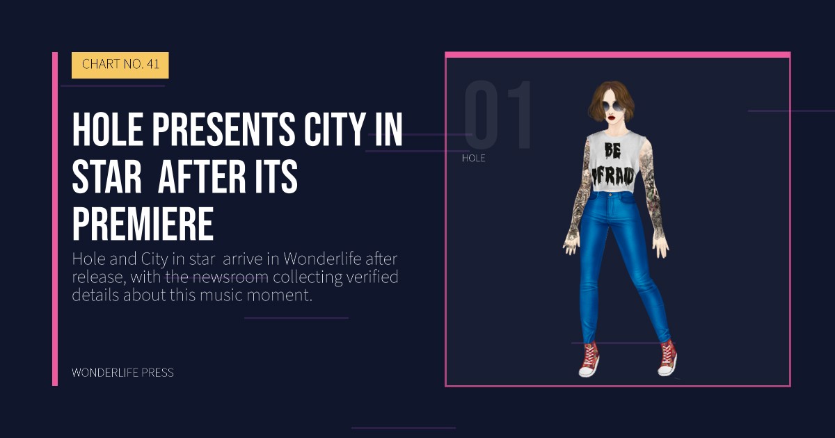 Wonderlife Press: Hole presents City in star  after its premiere. artist portrait. CHART NO. 41.