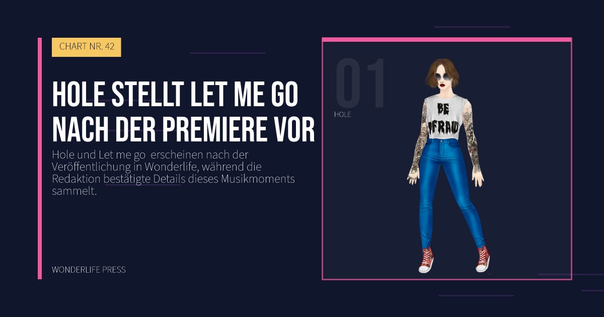 Wonderlife Press: Hole stellt Let me go  nach der Premiere vor. Künstlerporträt. CHART NR. 42.