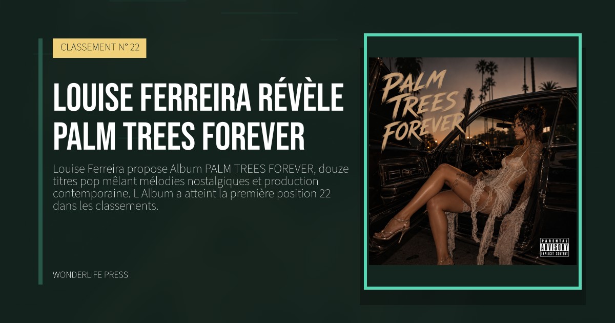 Wonderlife Press: louise ferreira révèle PALM TREES FOREVER. pochette de la sortie. CLASSEMENT N° 22.