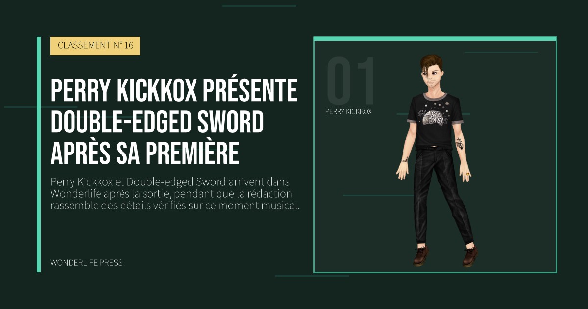 Wonderlife Press: Perry Kickkox présente Double-edged Sword après sa première. portrait des artistes. CLASSEMENT N° 16.