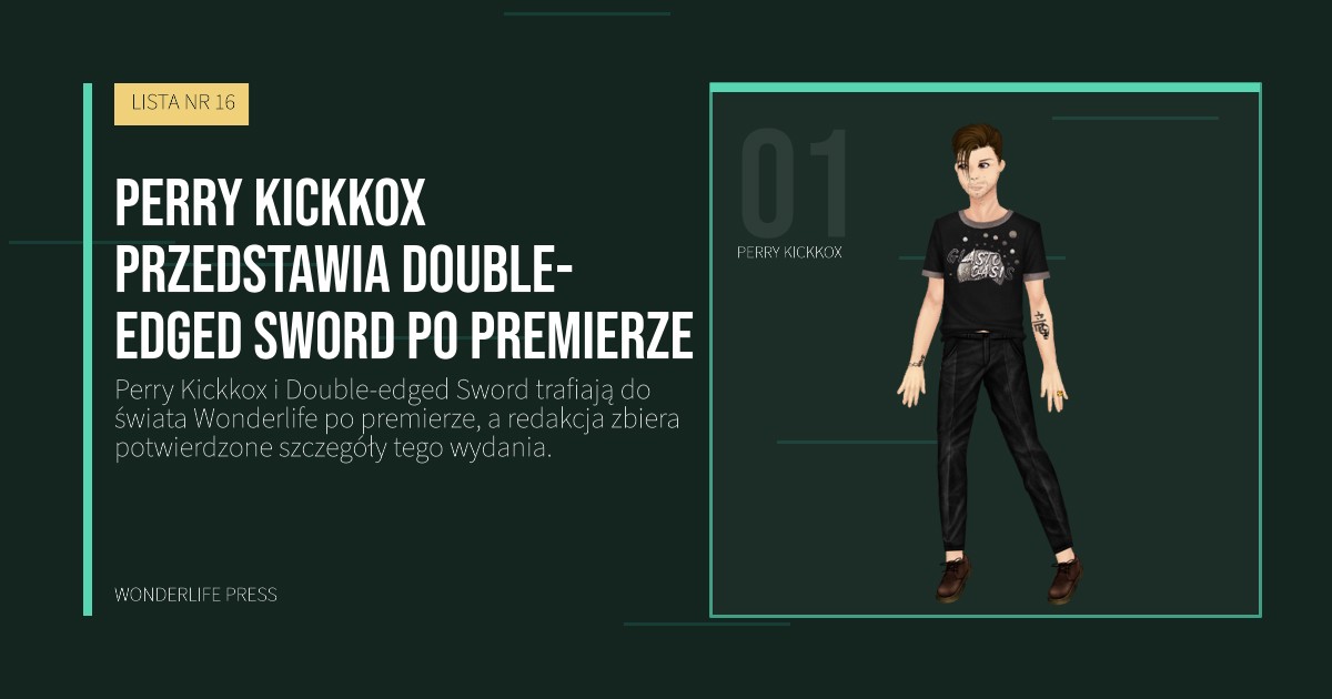 Wonderlife Press: Perry Kickkox przedstawia Double-edged Sword po premierze. portret artystów. LISTA NR 16.