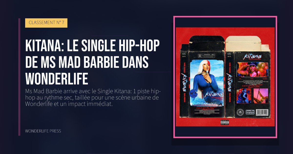 Wonderlife Press: Kitana: le Single hip-hop de Ms Mad Barbie dans Wonderlife. pochette de la sortie. CLASSEMENT N° 7.