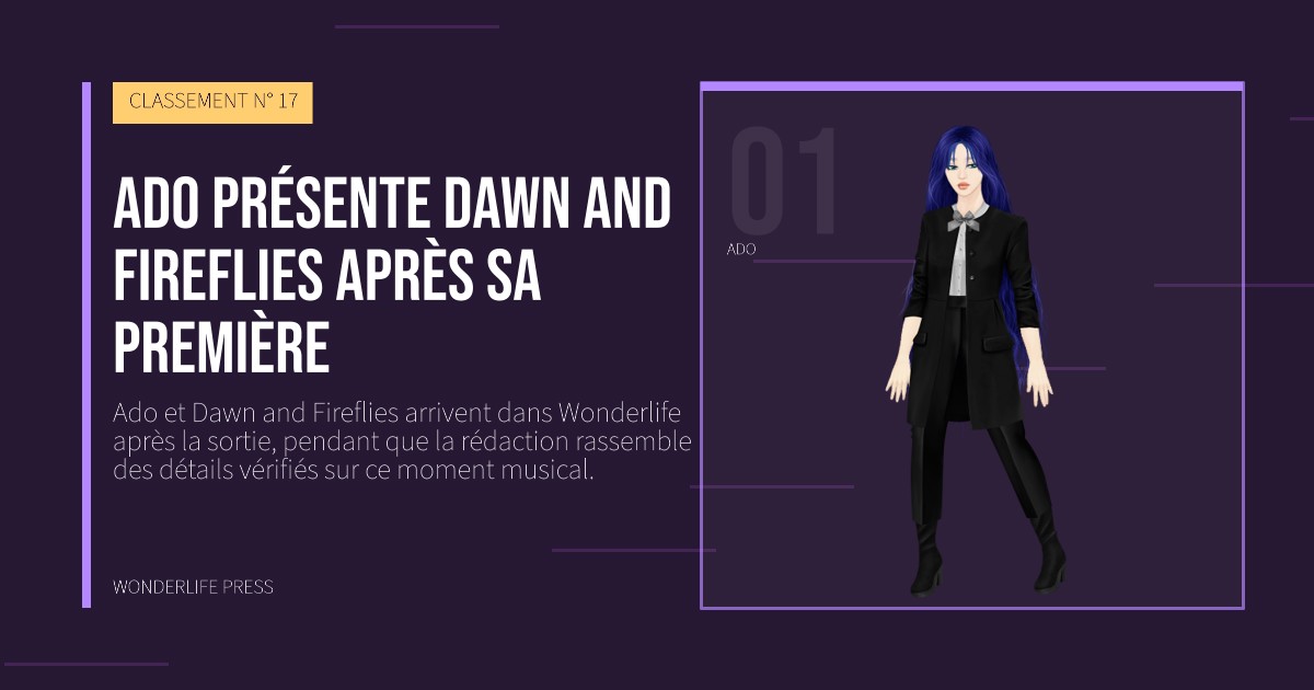 Wonderlife Press: Ado présente Dawn and Fireflies après sa première. portrait des artistes. CLASSEMENT N° 17.