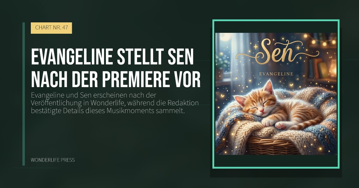 Wonderlife Press: Evangeline stellt Sen nach der Premiere vor. Veröffentlichungscover. CHART NR. 47.