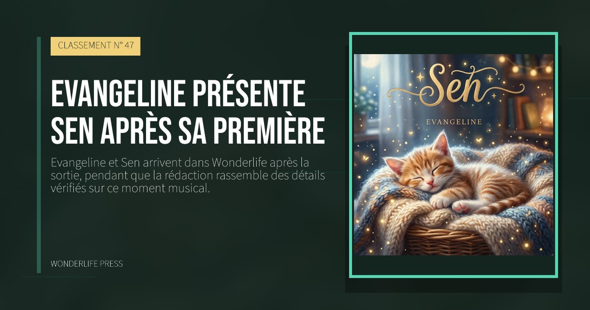 Wonderlife Press: Evangeline présente Sen après sa première. pochette de la sortie. CLASSEMENT N° 47.