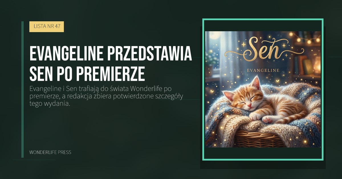 Wonderlife Press: Evangeline przedstawia Sen po premierze. okładka wydawnictwa. LISTA NR 47.