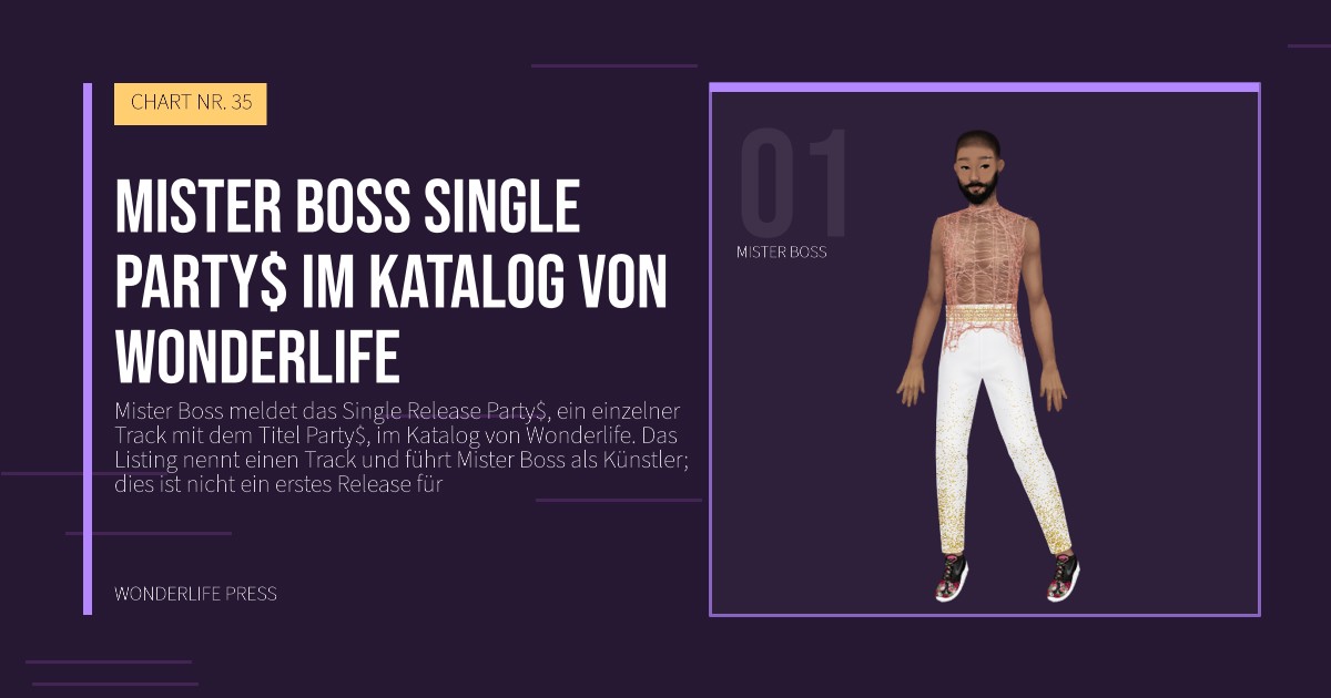 Wonderlife Press: Mister Boss Single Party$ im Katalog von Wonderlife. Künstlerporträt. CHART NR. 35.