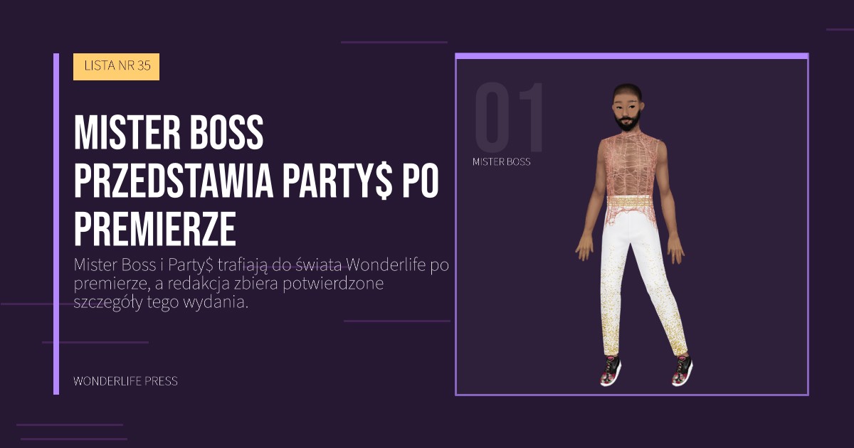 Wonderlife Press: Mister Boss przedstawia Party$ po premierze. portret artystów. LISTA NR 35.