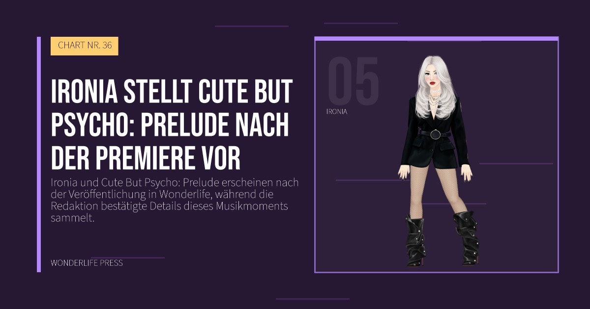 Wonderlife Press: Ironia stellt Cute But Psycho: Prelude nach der Premiere vor. Künstlerporträt. CHART NR. 36.