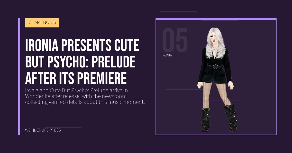 Wonderlife Press: Ironia presents Cute But Psycho: Prelude after its premiere. artist portrait. CHART NO. 36.